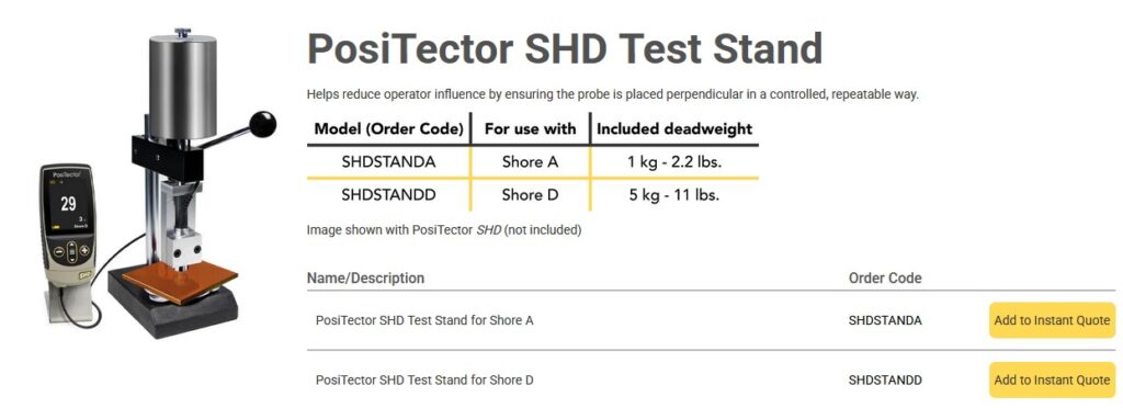 Positector SHD Test Stand Specification 